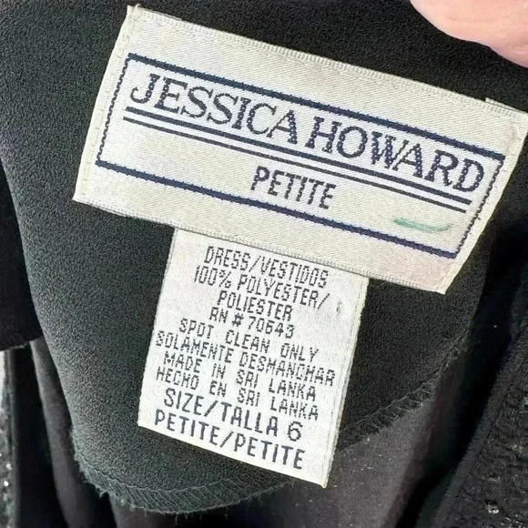 Jessica Howard petite dress 6P black glitter square neck formal vintage 90s 80s - Picture 7 of 8